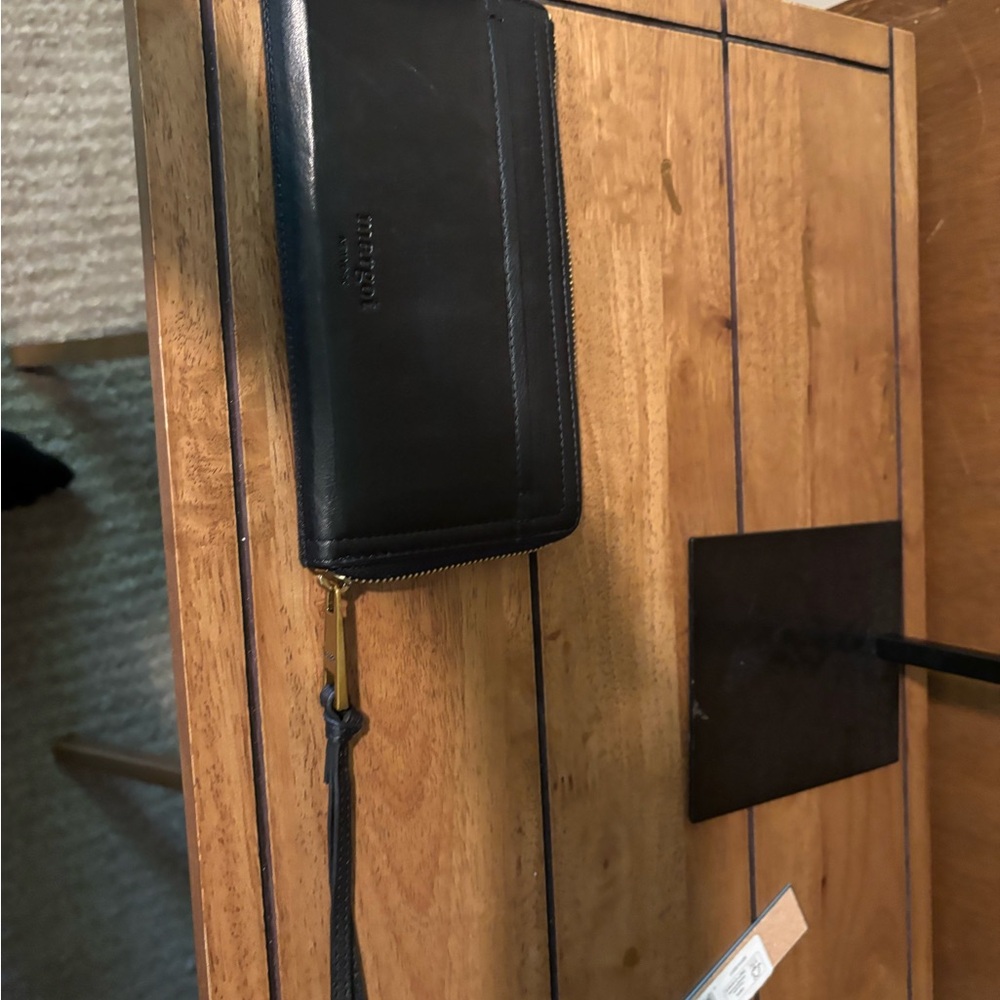 Black Leather Margot Wristlet Wallet